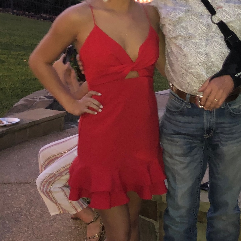 Red spaghetti strap dress
